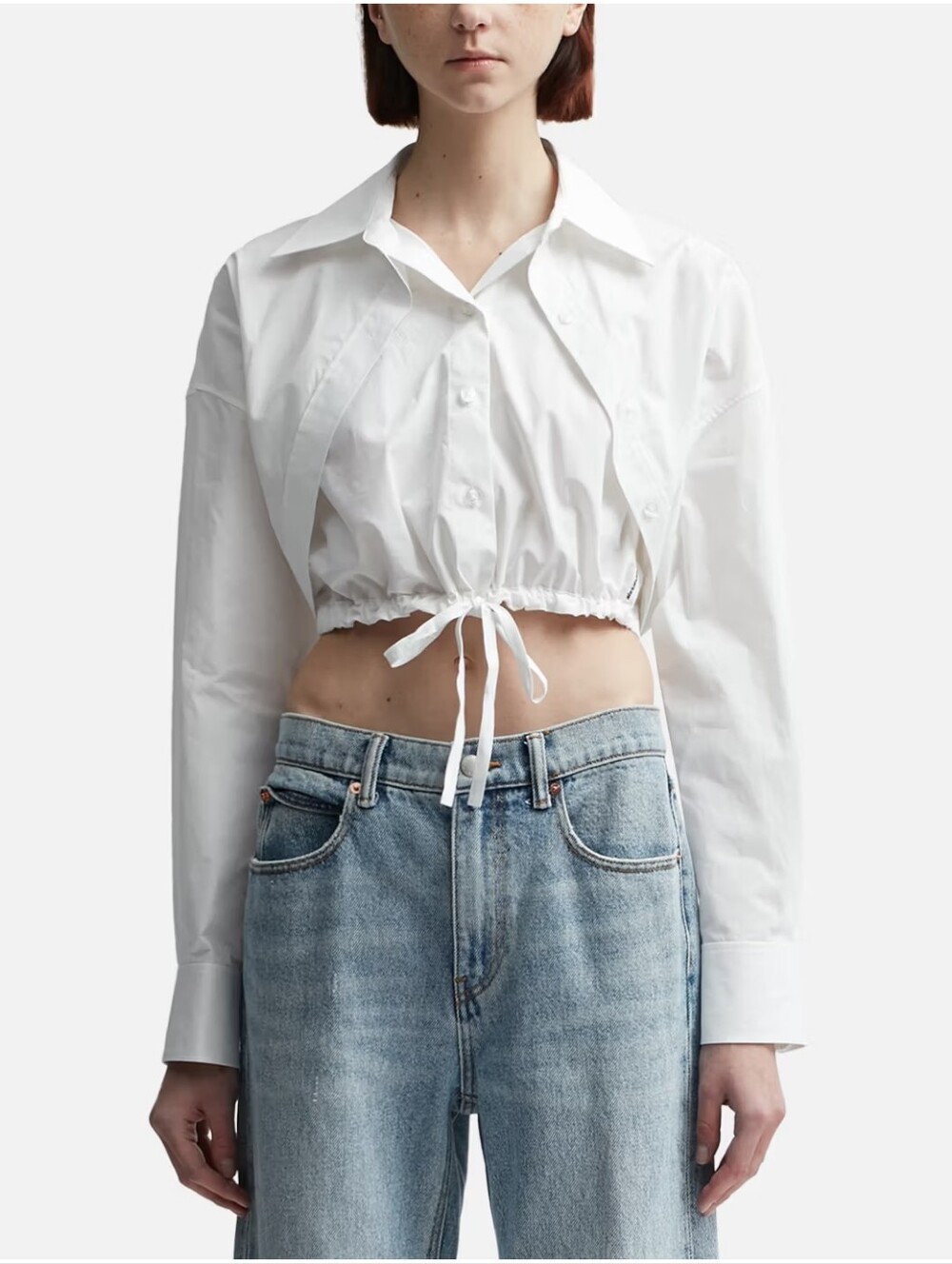 Alexander Wang Cropped Tie-Waist Button Shirt Top - White. New No Tag.